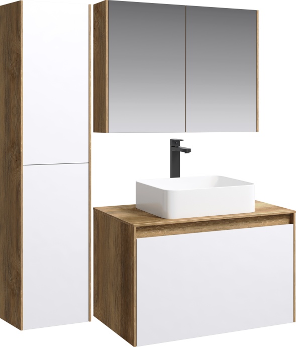 Тумба с раковиной Aqwella 5 stars Mobi 80 дуб балтийский, белая - 1