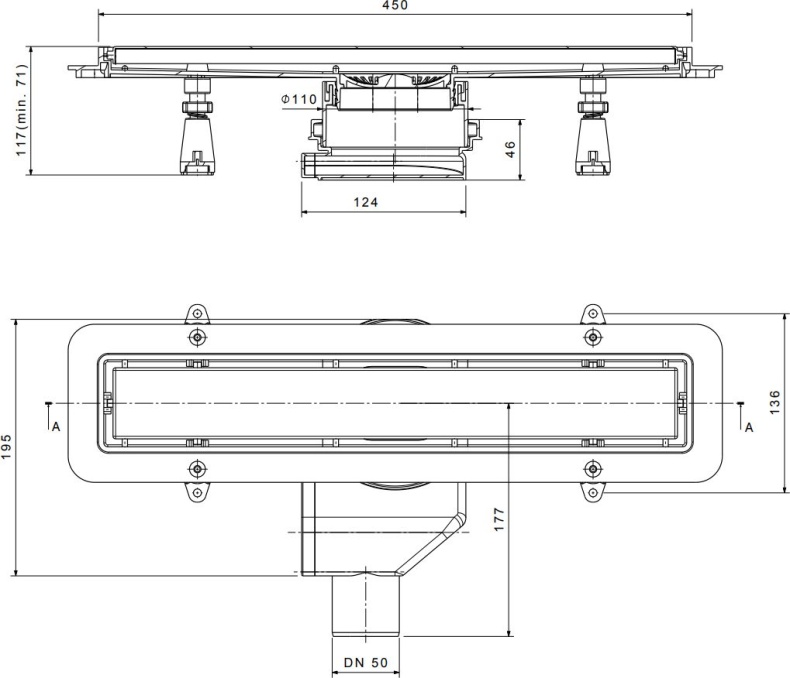 Душевой лоток Pestan Confluo Premium Line 450 белое стекло/сталь 13000281 - 6