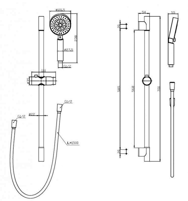 Душевой гарнитур BelBagno Ancona хром BB-SAL-CRM - 1