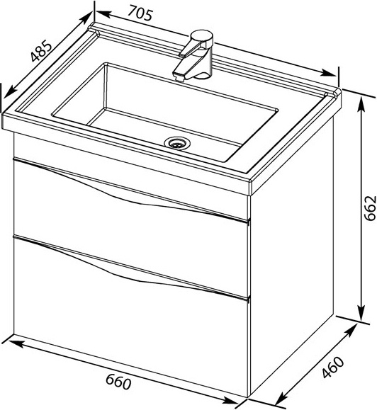 Тумба с раковиной Aquanet Эвора 70 белая 184307 - 10