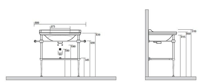 Kerasan Waldorf Металлическая структура для раковины 100см, со стеклянной полочкой, цвет бронза (из 2-х коробок: арт. 919693+920293 и 919901) 9196K3 br - 1