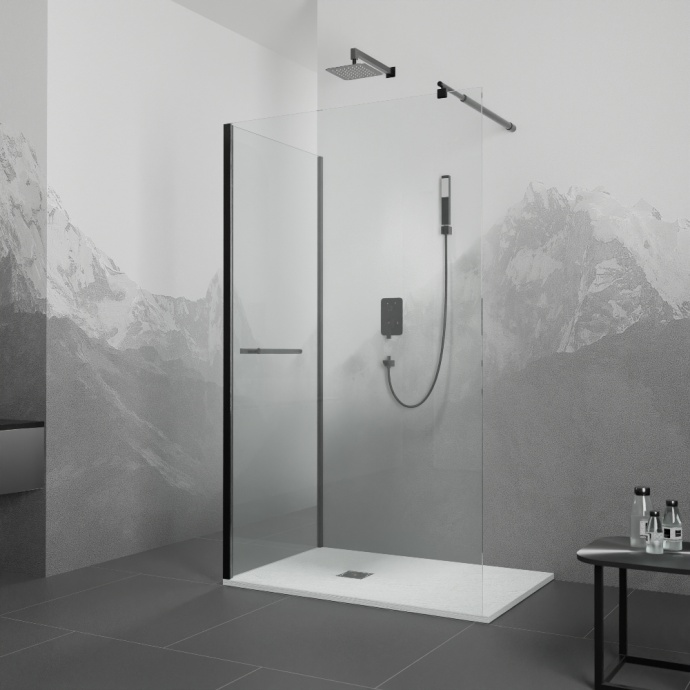 Душевой уголок Rgw Walk in 70х100 чёрный стекло прозрачное 351005170-14 - 0