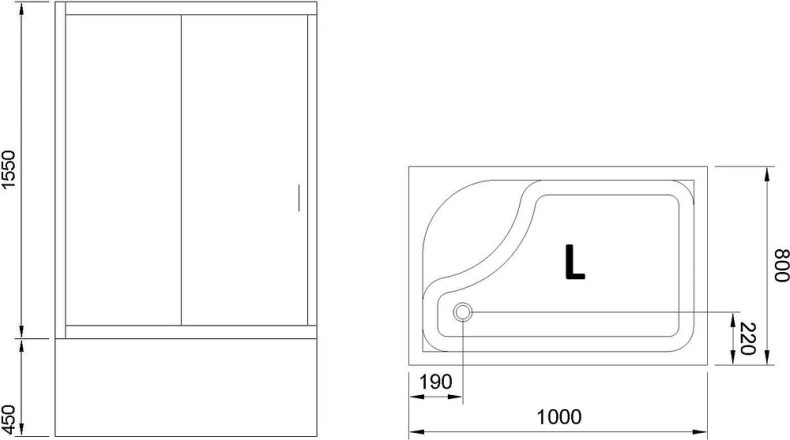 Душевой уголок Royal Bath BP 100х80 L с поддоном профиль хром стекло прозрачное  RB8100BP-T-CH-L - 5