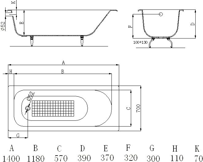 Чугунная ванна Byon Byon 140x70  V0000217 - 1