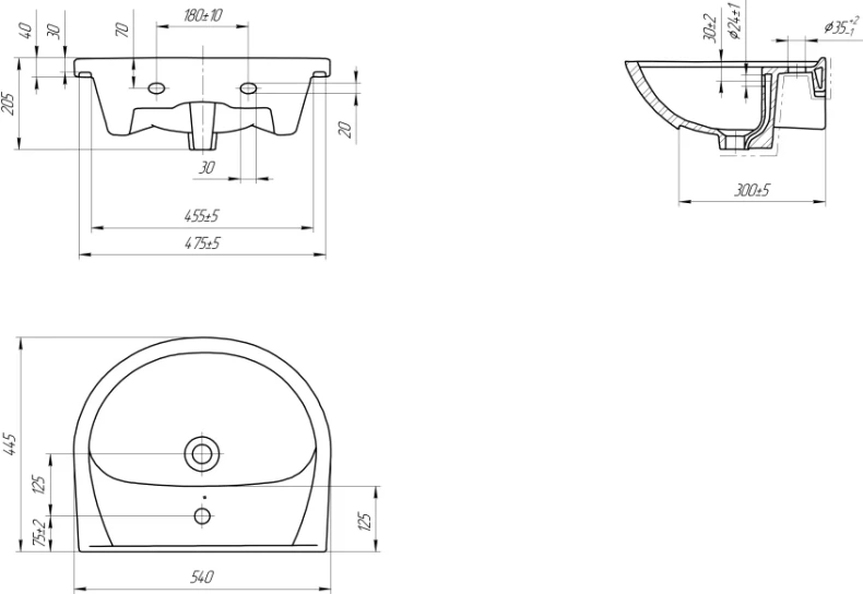Раковина мебельная Onika Cersanit Erica 55 белый  UM-ERI55/1 - 4