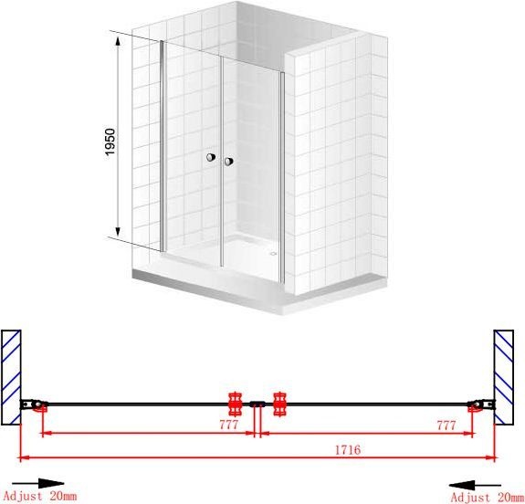 Душевая дверь Cezares Elena 180 хром стекло прозрачное ELENA-W-B-2-180-C-Cr - 7