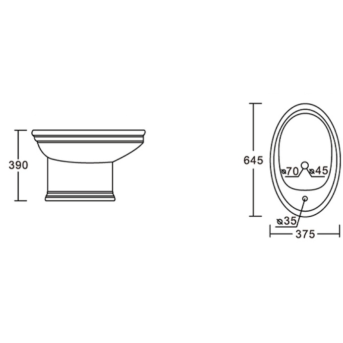 Биде напольное Ceramalux Classic белый  1410 - 2