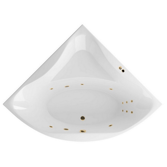 Ванна акриловая Excellent Glamour Line 150х150 с гидромассажем белый - золото WAEX.GLA15.LINE.GL - 0