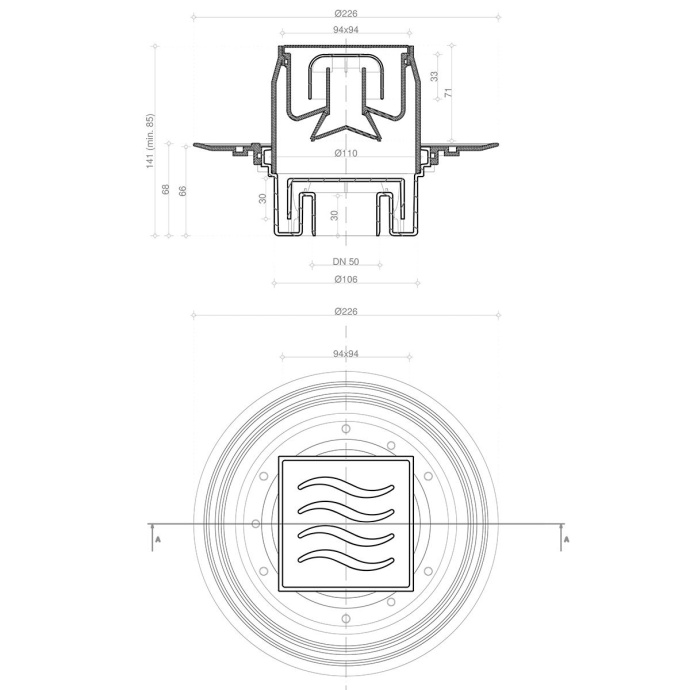 Душевой трап Pestan Confluo Standard Vertical Dry Mask с рамкой 13000069 - 1