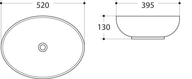 Раковина керамическая накладная AM-78166, цвет белый, 520х395х130 - 1