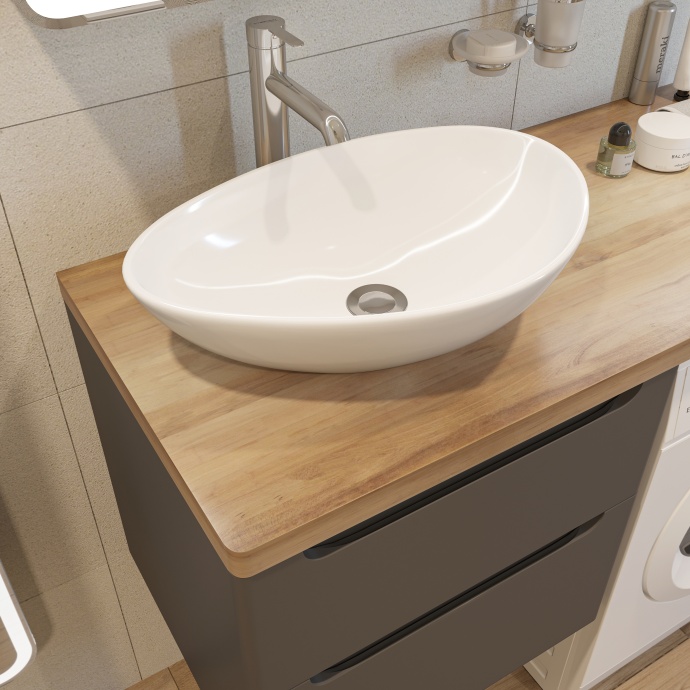 Тумба с раковиной STWORKI Берген 60 серая со светлой столешницей 122, Moduo 55 Leaf, R 549664 - 4