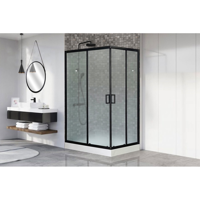 Душевой уголок Royal Bath HP 120х80 L профиль черный стекло матовое RB8120HP-C-BL-L - 1