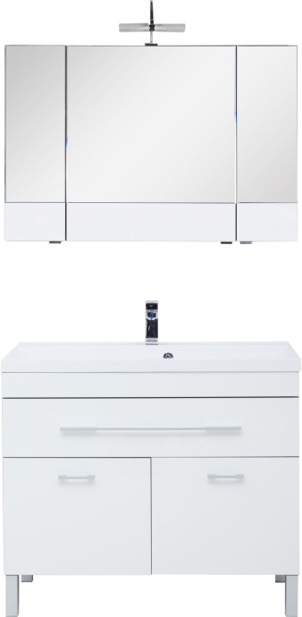 Мебель для ванной Aquanet Верона 100 белая, 1 ящик, 2 двери - 0