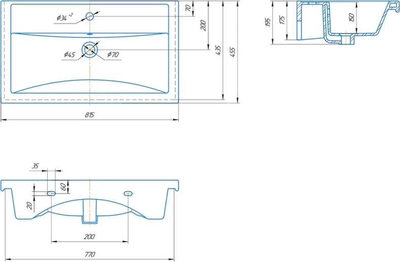 Тумба с раковиной подвесная Санта Лондон 80 белый - 7