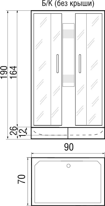 Душевая кабина с поддоном River Quadro Б/К 90/70/24 MT  10000002984 - 2