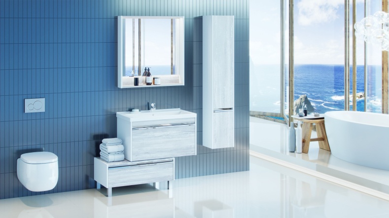 Зеркало-шкаф Aquaton Капри 80 с подсветкой белый-светлое дерево 1A230402KPDA0 - 2