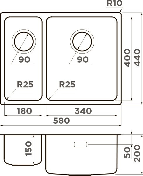 Мойка кухонная Omoikiri Tadzava 58-2-U/IF R 4993773 - 1