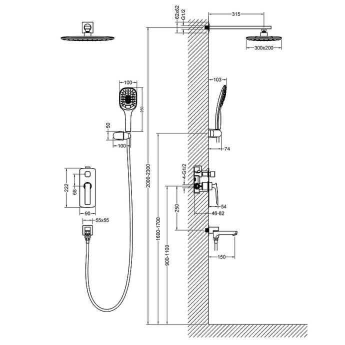 Душевая система встроенная Timo Helmi хром белый SX-4099/00-16SM - 1