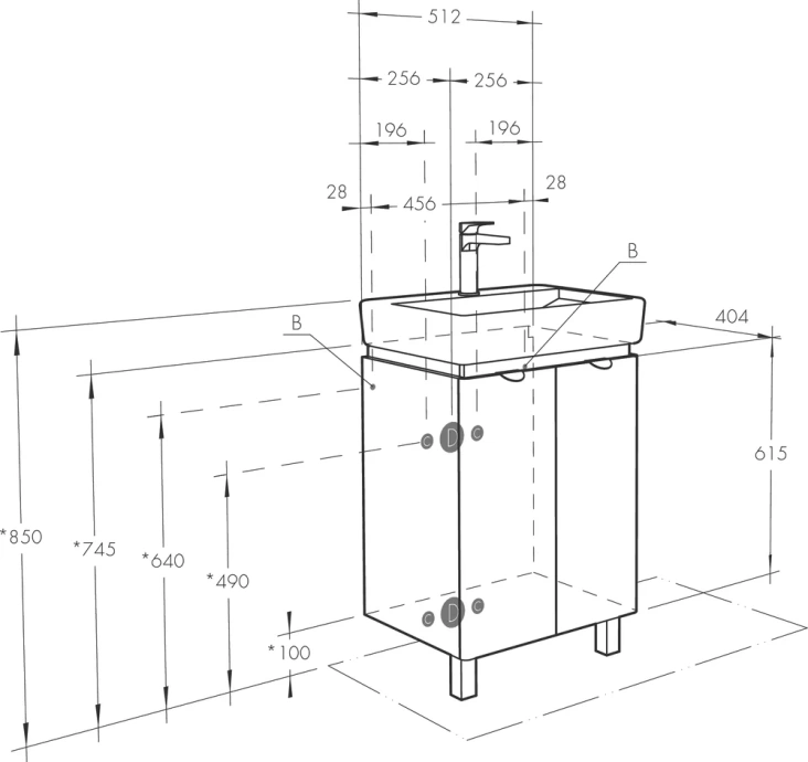 Тумба с раковиной Aquaton Скай 55 белый 1A2381K1SY010 - 6