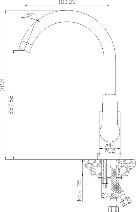 Смеситель для кухонной мойки Rossinka  белый, хром  W35-24 - 1