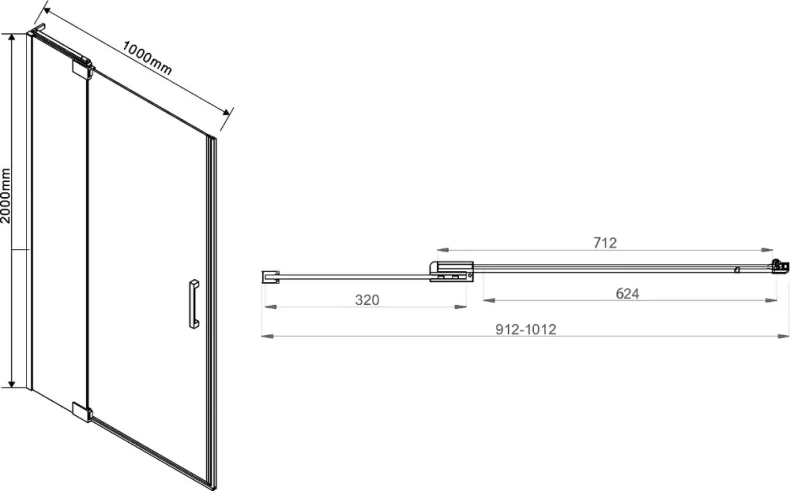 Душевая дверь в нишу Vincea EXTRA 100х200 профиль сталь стекло прозрачное VDP-1E9010CLGM - 2