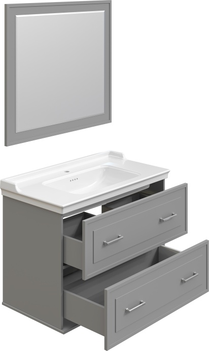 Мебель для ванной STWORKI Хадстен 100 cерая, подвесная, из МДФ, российская (гарнитур, комплект) 540925 - 9