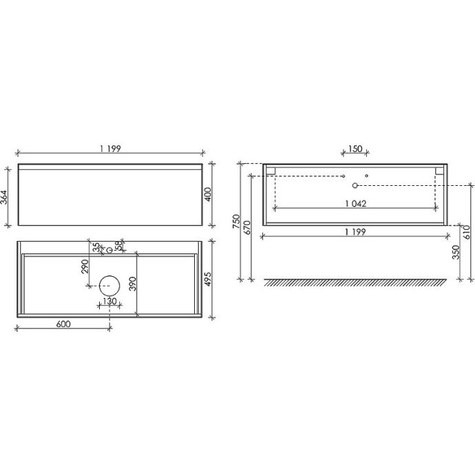 Тумба под раковину подвесная Sancos Stone 120 черная ST120NM - 4