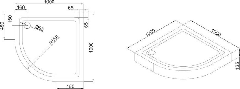 Поддон для душа Black&White Stellar Wind QC-10H 10HQ000 - 3