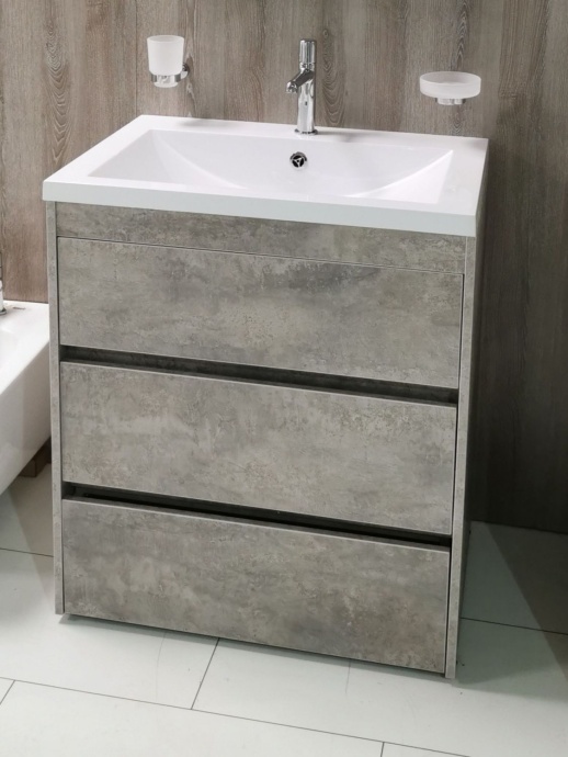 FAMILY База под раковину напольная с тремя выкатными ящиками, Cemento Veneto, 900x480x845, FAMILY-900-3C-PIA-CV - 0