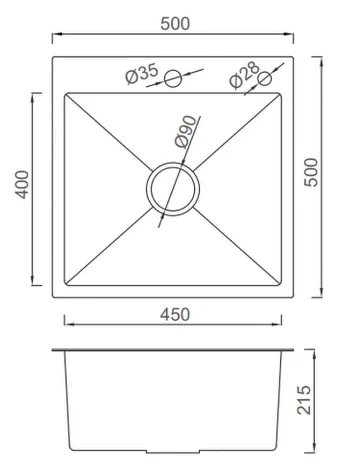 Кухонная раковина Gappo 50х50 сатин GS5050 - 1