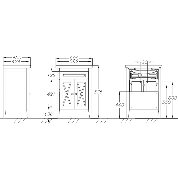 Тумба с раковиной Opadiris Палермо 60 светлое дерево - 8