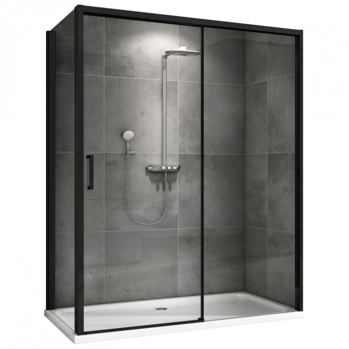 Душевой уголок Abber Komfort 120х90 профиль черный стекло прозрачное AG93120B-S92B - 0