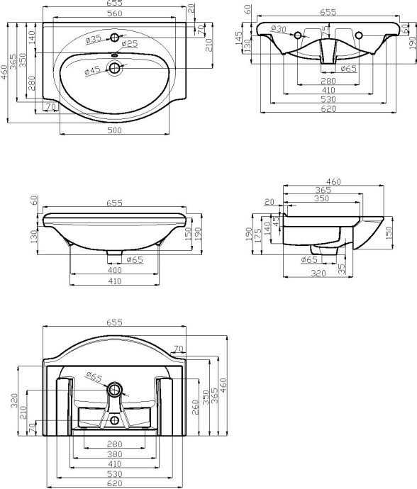 Мебельная раковина Della Mia Diy 65 T106001111 - 13