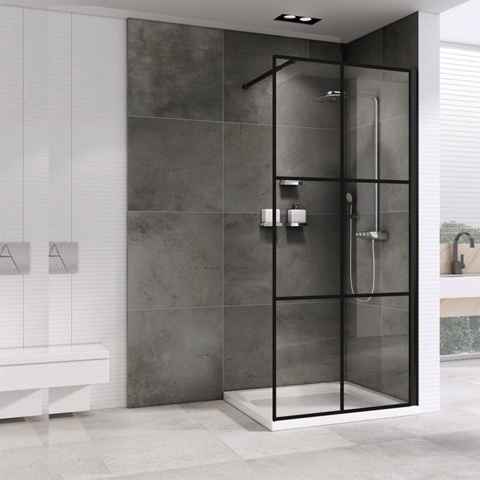 Душевая перегородка ABBER Immer Offen 100 профиль черный  AG62100B8 - 1