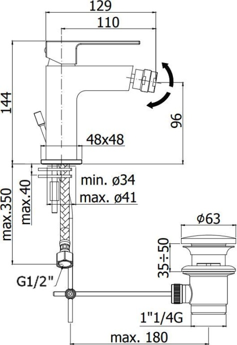 Смеситель Paffoni Elle EL135CR для биде - 1