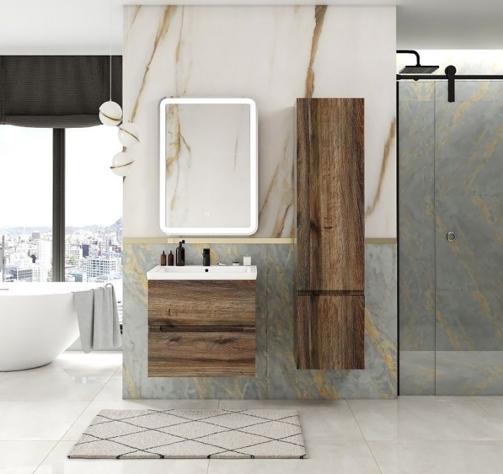 TECHNO Шкаф подвесной, фасады асимметричные, Дуб бомонд Лофт 400x300x1600, AM-Techno-1600-AC-SO-LW646-R - 0