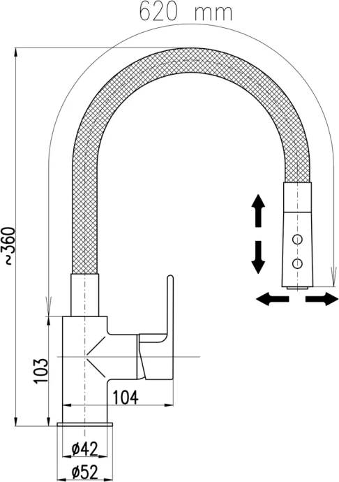 Смеситель для кухни Rav Slezak Colorado с гибким изливом черный матовый - хром CO119.5/12CMATC - 6