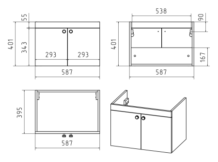 Тумба с раковиной Misty Тондо 60 белая глянцевая УТ000011986 - 2