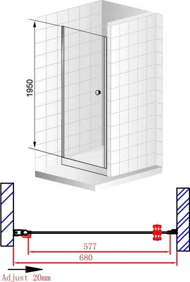 Душевая дверь Cezares Elena 70 хром стекло рифленое ELENA-W-B-1-70-P-Cr-L - 2