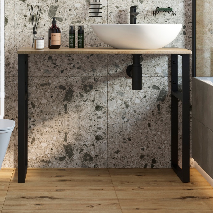 Консоль DIWO Элиста 100 светлое дерево, с раковиной Moduo 55 Leaf 555421 - 0