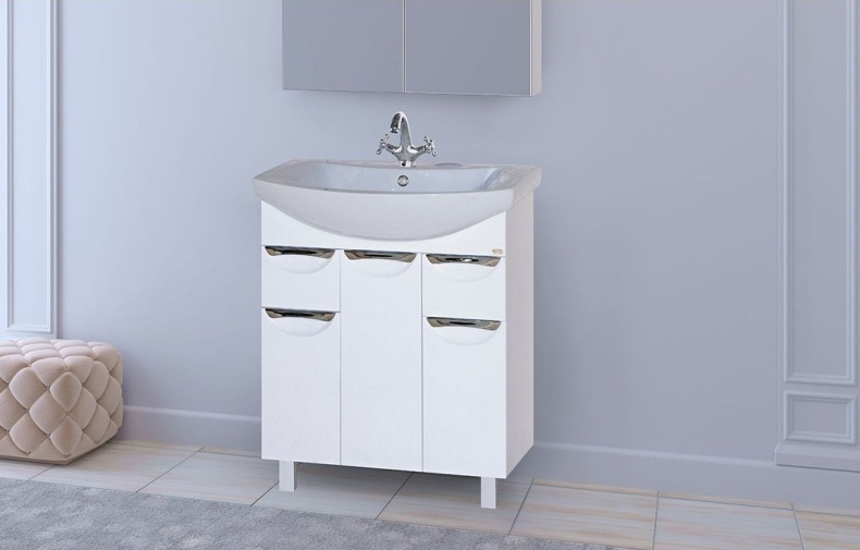 Тумба с раковиной Misty Лаванда 70 с ящиками - 1