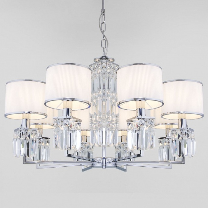 Подвесная люстра Eurosvet Zaffiro 10099/8 хром/прозрачный хрусталь Strotskis (новый абажур) - 0