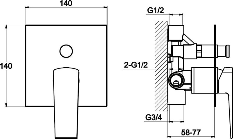 Смеситель BelBagno Arlie ARL BASM CRM С ВНУТРЕННЕЙ ЧАСТЬЮ, для душа ARL-BASM-CRM - 1