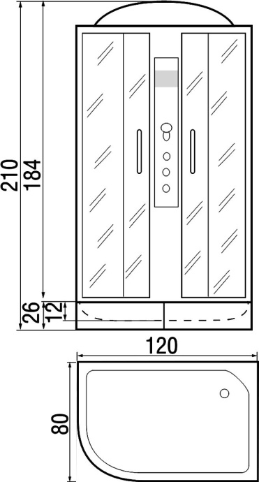 Душевая кабина с поддоном River Dunay 120/80/24 MT R  10000000804 - 2