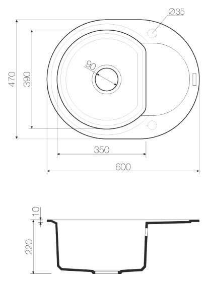 Мойка кухонная Omoikiri Sakaime 60E BL черная 4993120 - 2