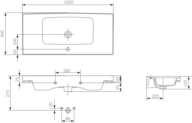 Раковина Cersanit Crea UM-CRE100/1 P-UM-CRE100/1 - 4