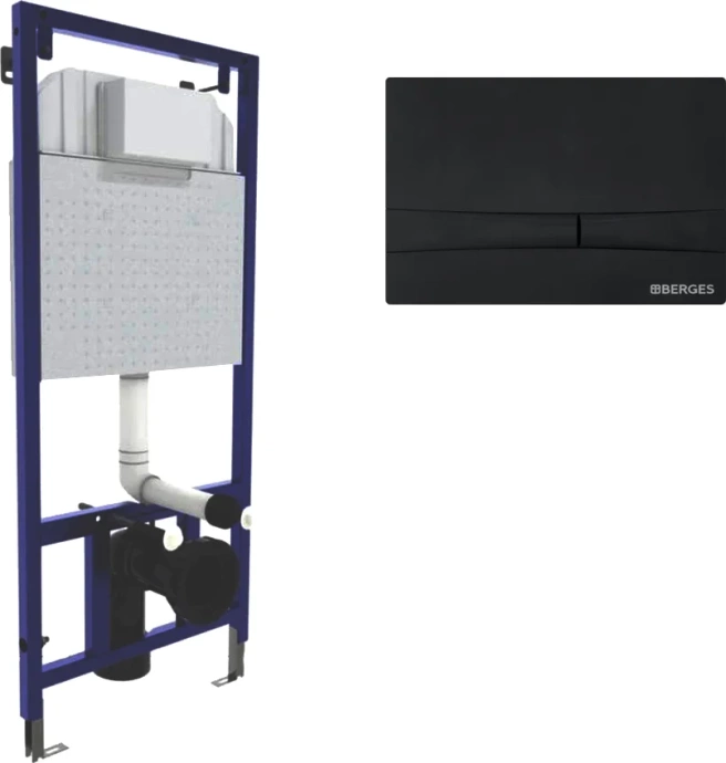 Система инсталляции для унитазов Berges Wasserhaus Novum 040255 с кнопкой смыва, черная - 0