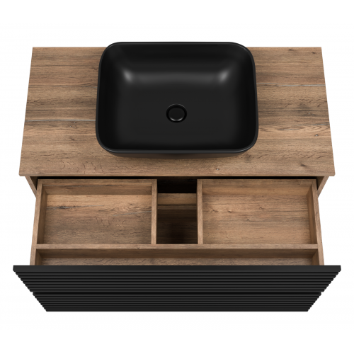 Тумба под раковину Brevita Dakota 100 дуб галифакс олово, черный кварц  DAK-07100-19/02-2Я - 4