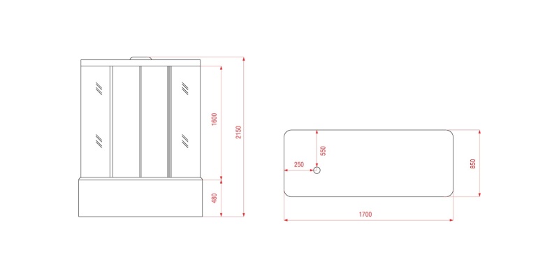 Душевая кабина Arcus  170x85 см  AS-206 - 2