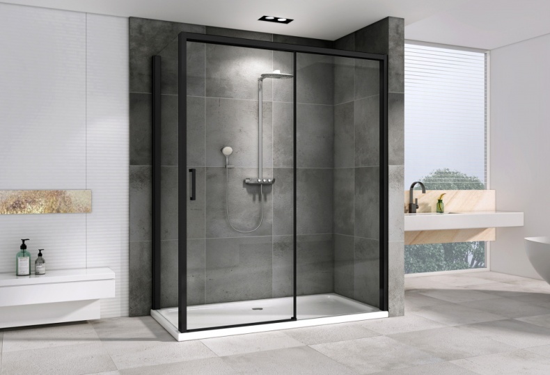 Душевой уголок Abber Komfort 120х90 профиль черный стекло прозрачное AG93120B-S92B - 1